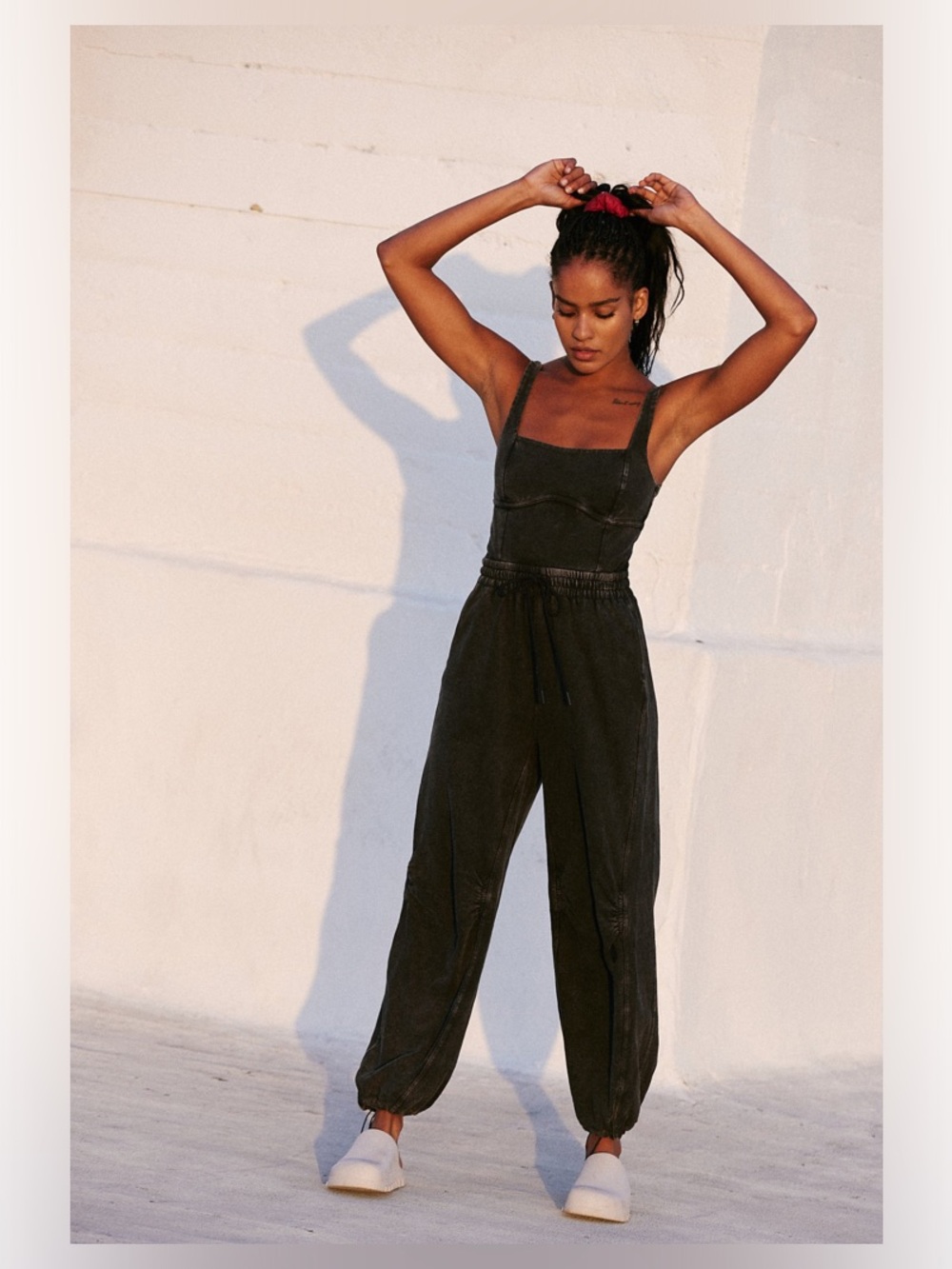 Free People FP movement inbound onesie jumpsuit in washed black
